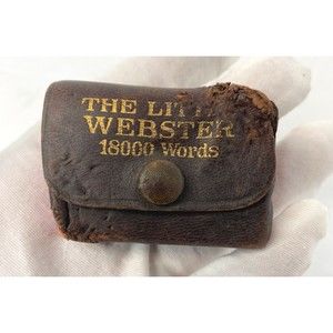 Vintage Miniature Webster's Dictionary Leather, 1800 Words, Miniature Dictionary